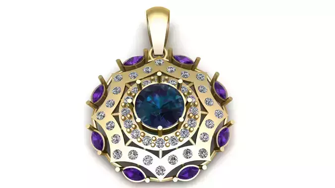 BLUE SAPPHIRE AND TOPAZ PENDANT 3D PRINTABLE MODEL