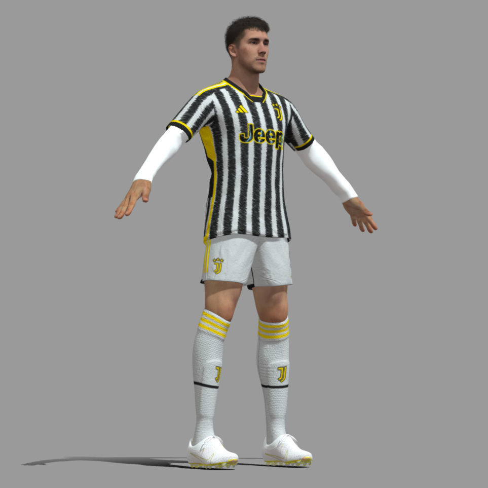 T-Pose Rigged Dusan Vlahovic Juventus 24-25 3D model_5