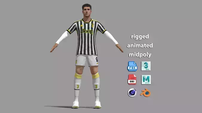 T-Pose Rigged Dusan Vlahovic Juventus 24-25 3D model
