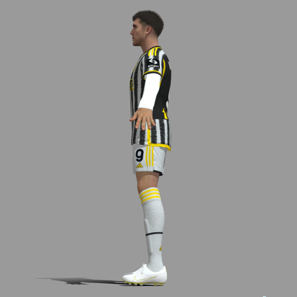 T-Pose Rigged Dusan Vlahovic Juventus 24-25 3D model_7