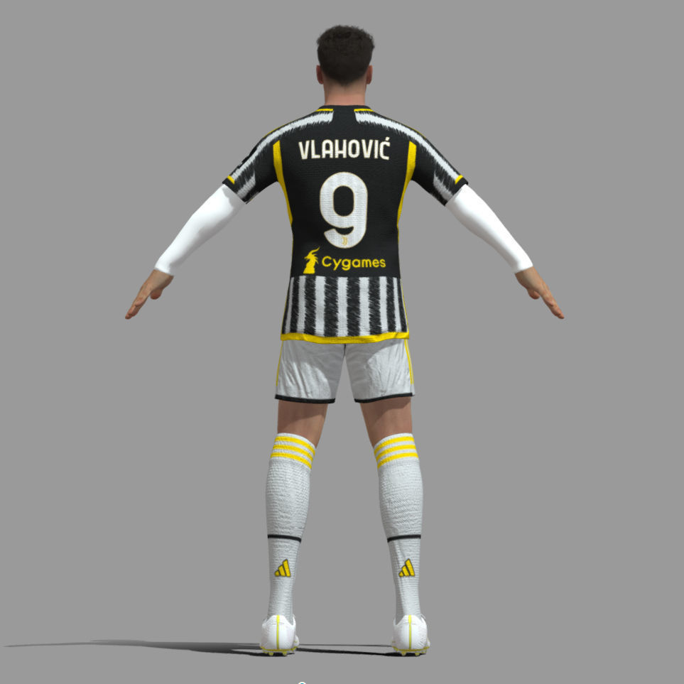 T-Pose Rigged Dusan Vlahovic Juventus 24-25 3D model_6
