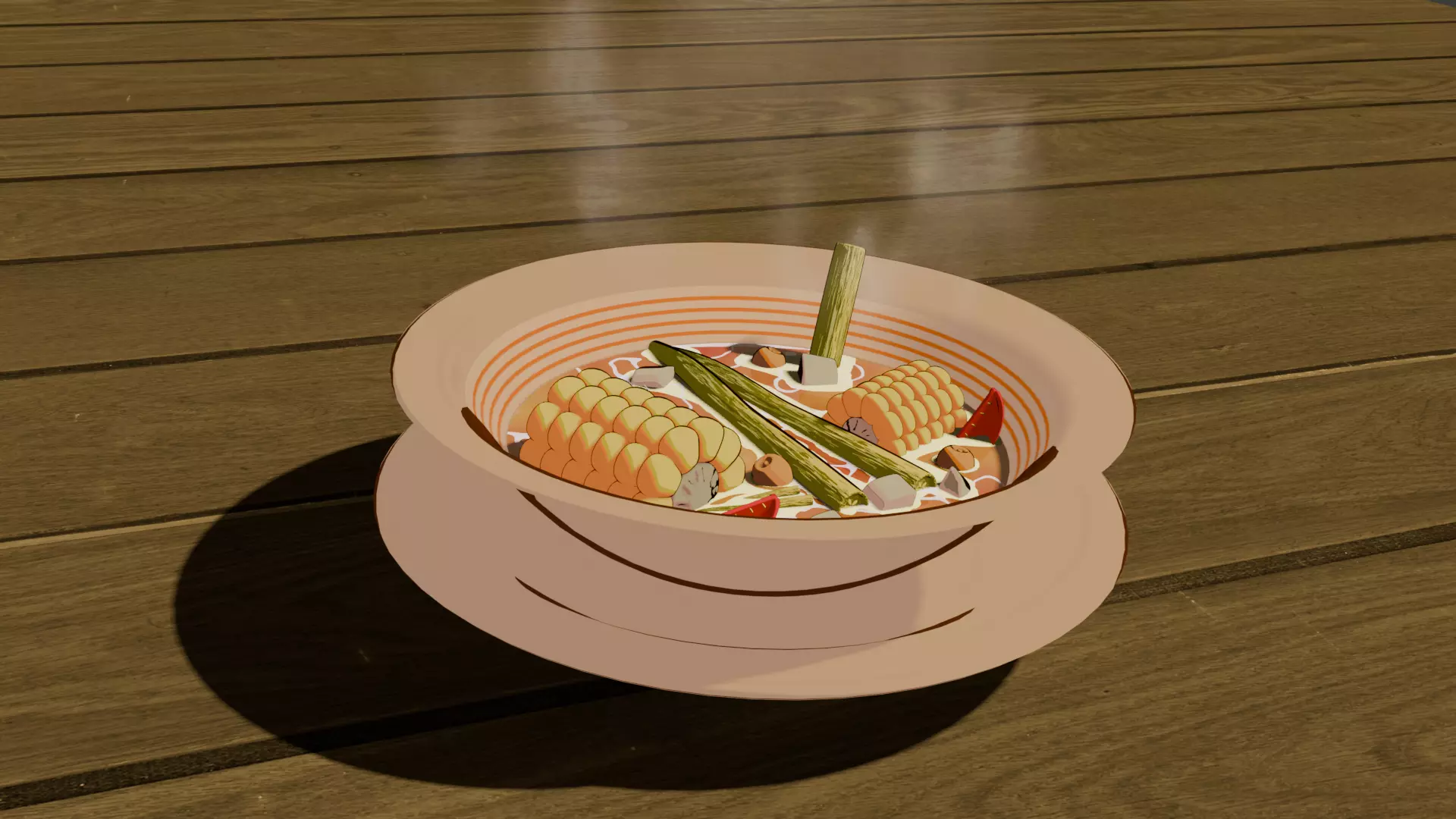 Ghibli style food Low-poly 3D model