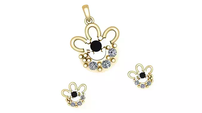 UNIQUE BLACK CRYSTAL LOCKET SET 3D PRINTABLE MODEL