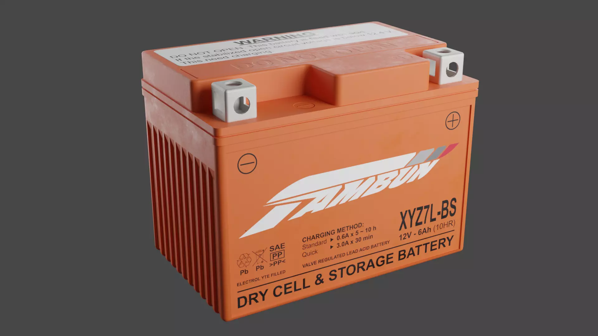 Motorcycle Battery Low-poly 3D model