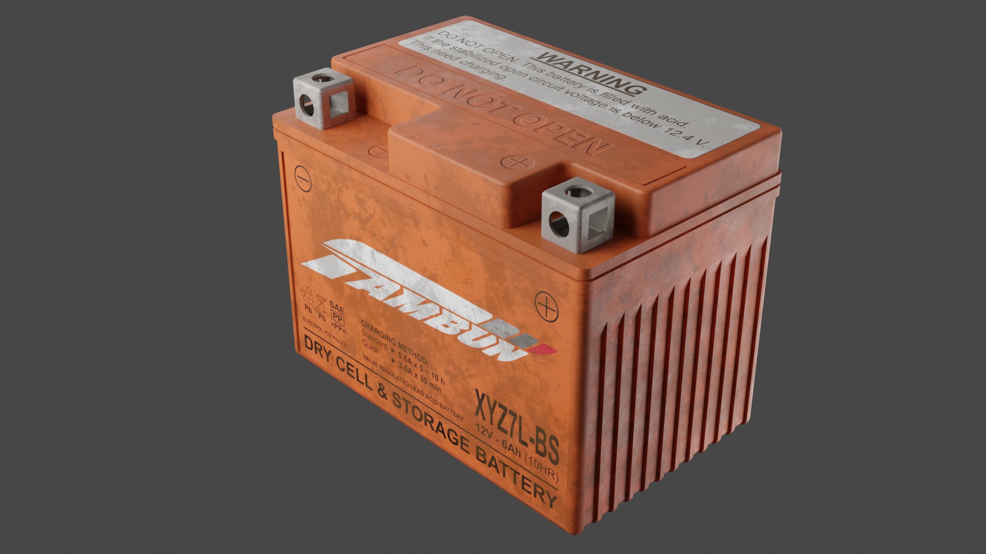 Motorcycle Battery Dust Low-poly 3D model_2