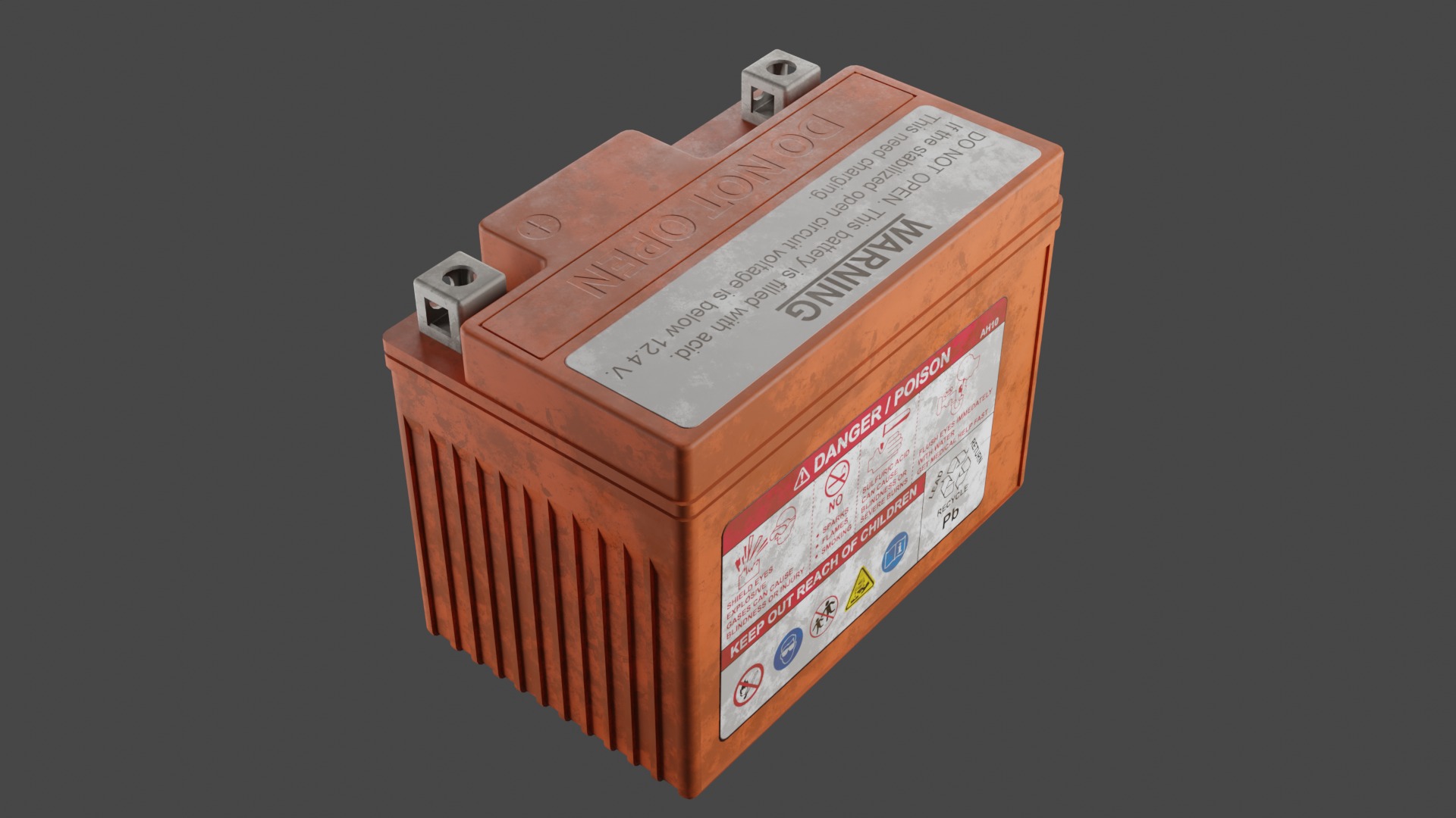 Motorcycle Battery Dust Low-poly 3D model_10