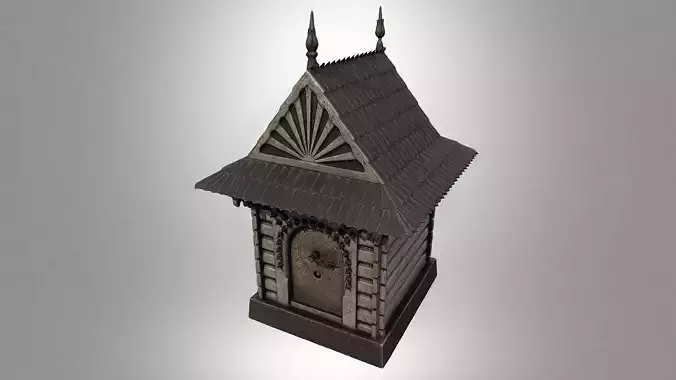 Antique Old Table Clock Low-poly 3D model
