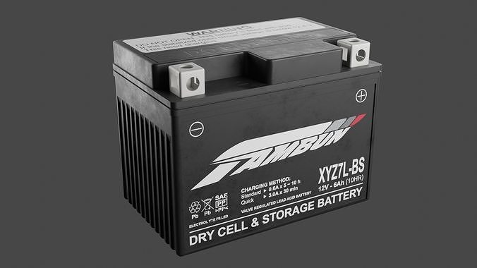 Motorcycle Battery Low-poly 3D model