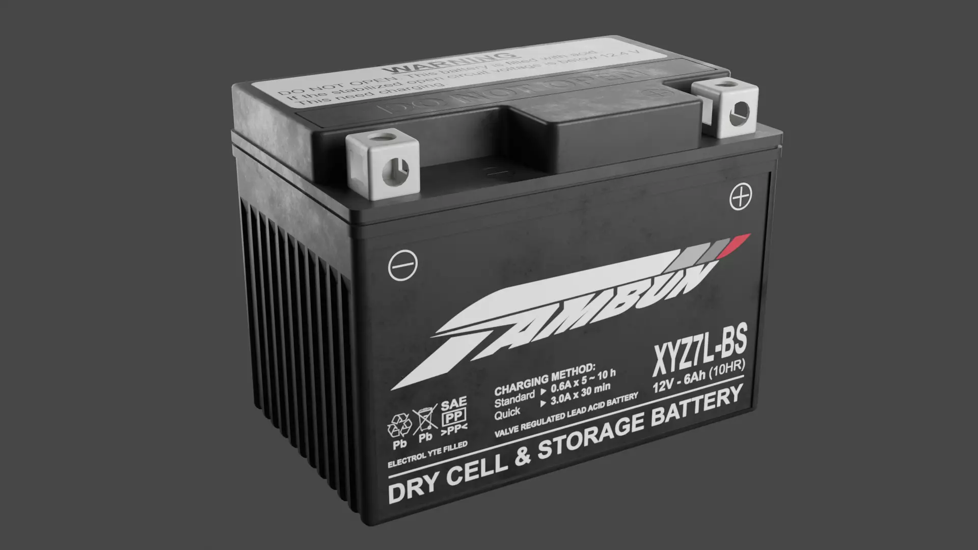 Motorcycle Battery Low-poly 3D model