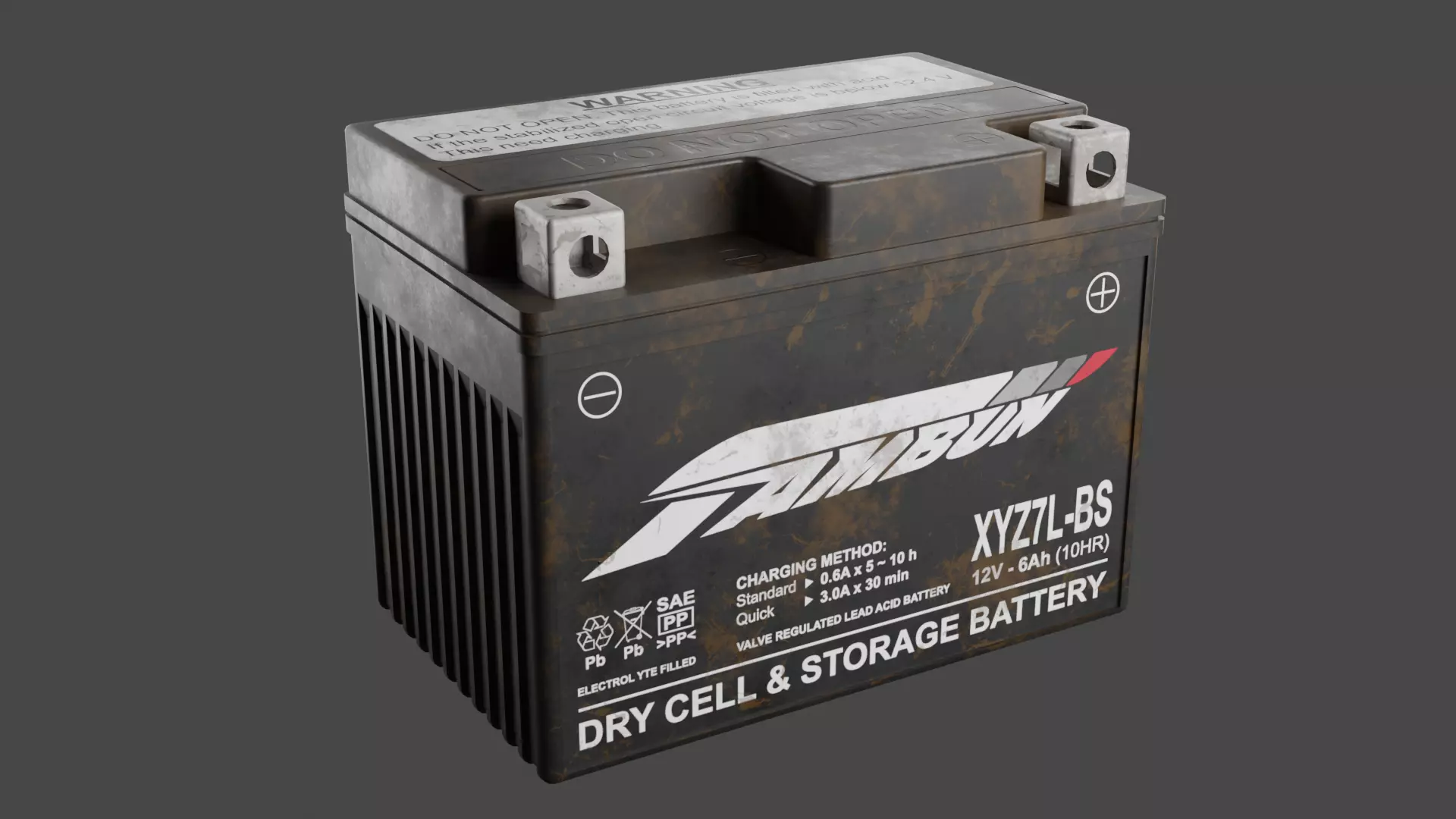 Motorcycle Battery Dust Low-poly 3D model