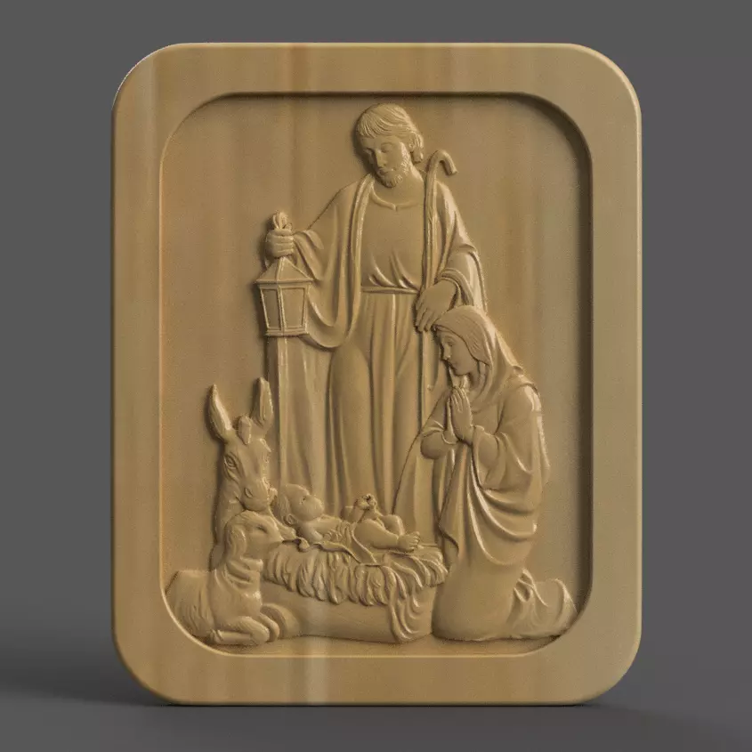 Christmas Nativity Scene Wall Art and Keychain Design 3D print model_0