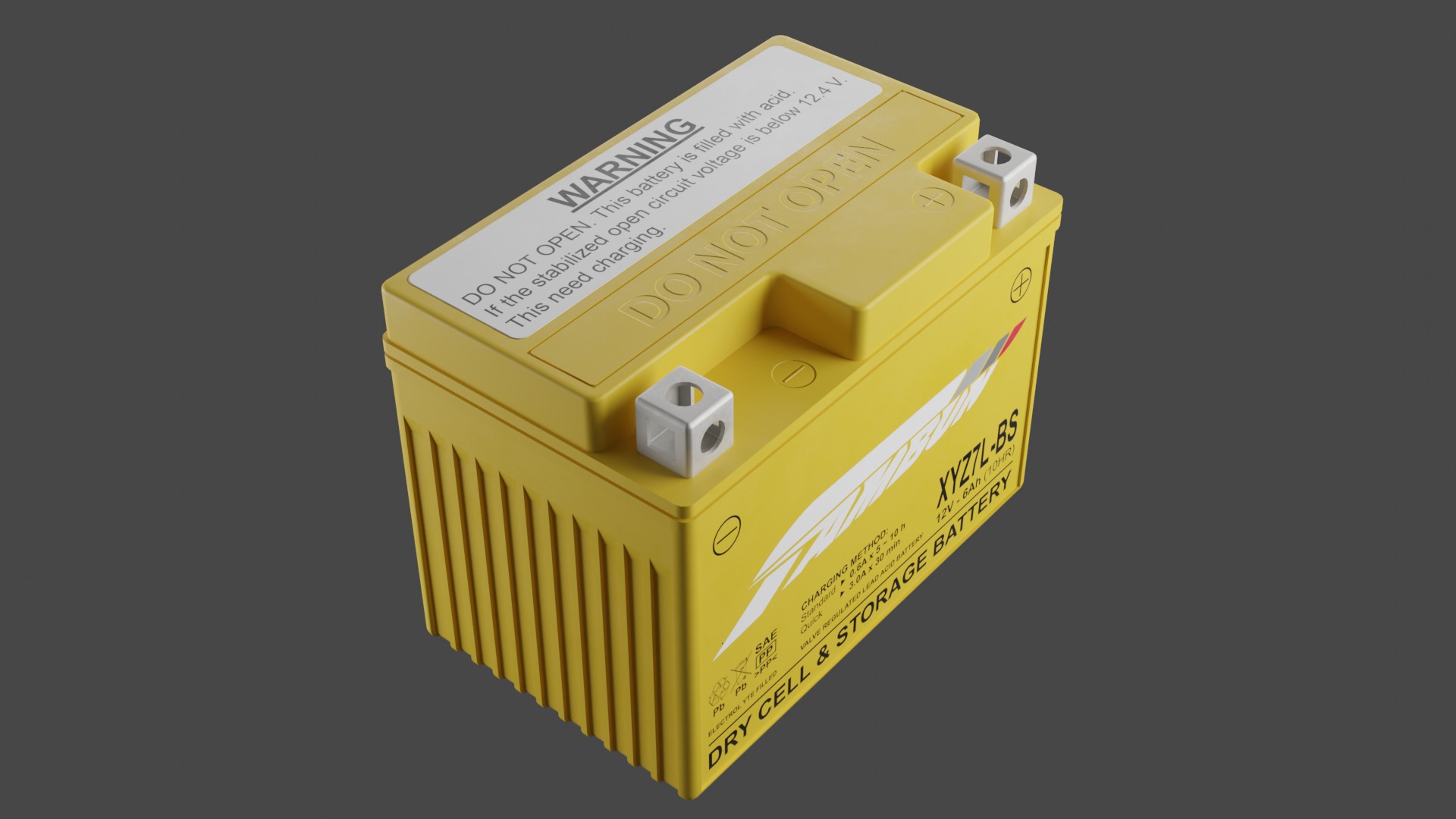 Motorcycle Battery Low-poly 3D model_5