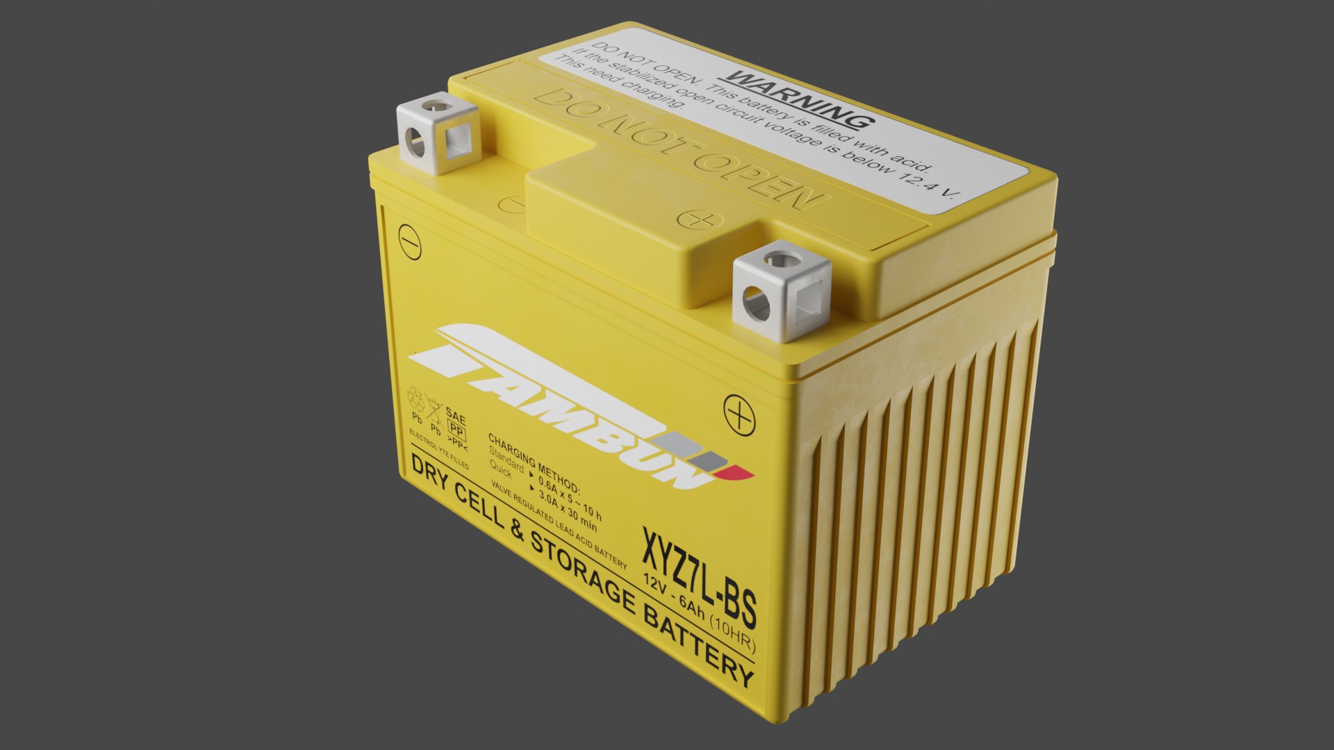 Motorcycle Battery Low-poly 3D model_2