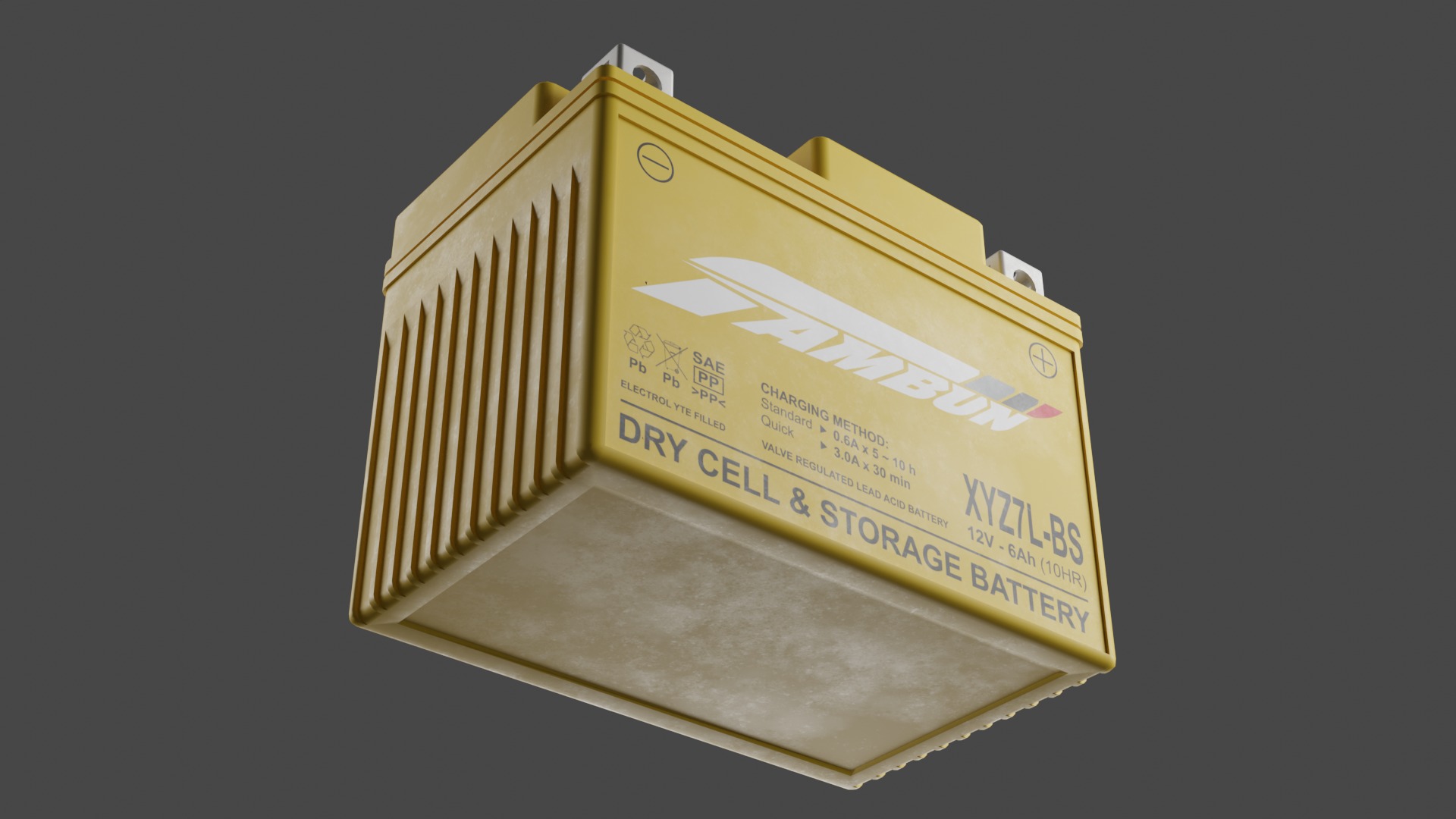 Motorcycle Battery Low-poly 3D model_3