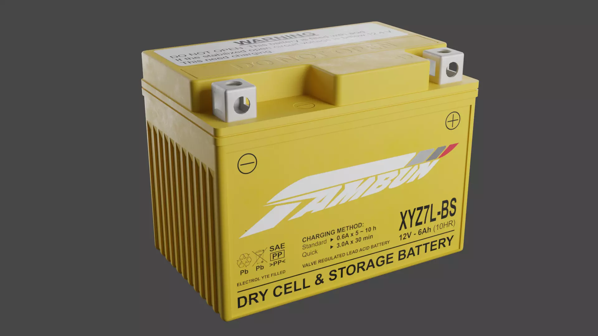 Motorcycle Battery Low-poly 3D model_0