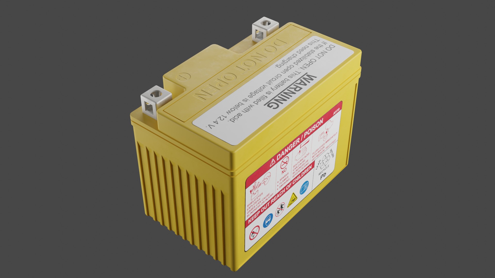 Motorcycle Battery Low-poly 3D model_10