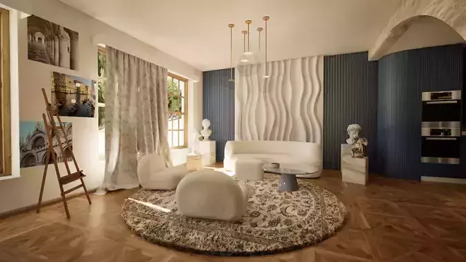 Apartment of a sculptor in italy