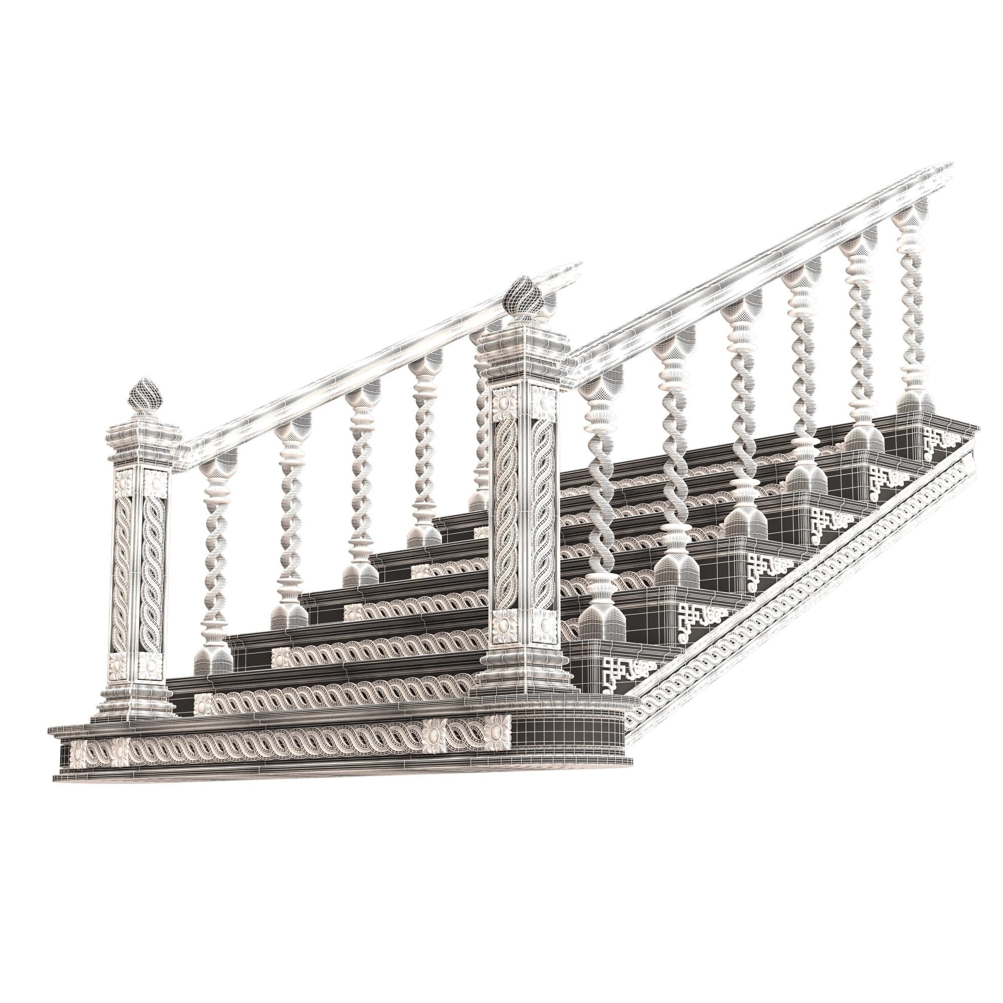 Carved Stair 06 Black Low-poly 3D model_8