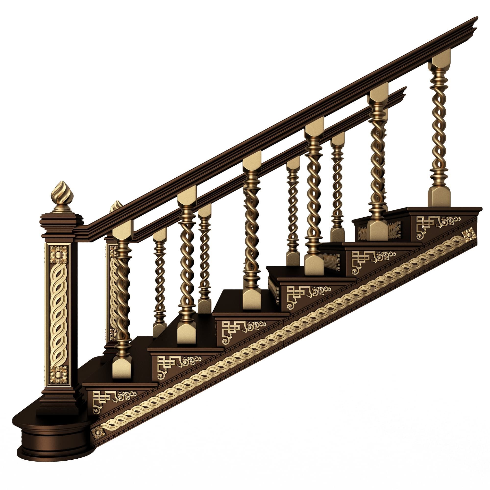 Carved Stair 06 Black Low-poly 3D model_5