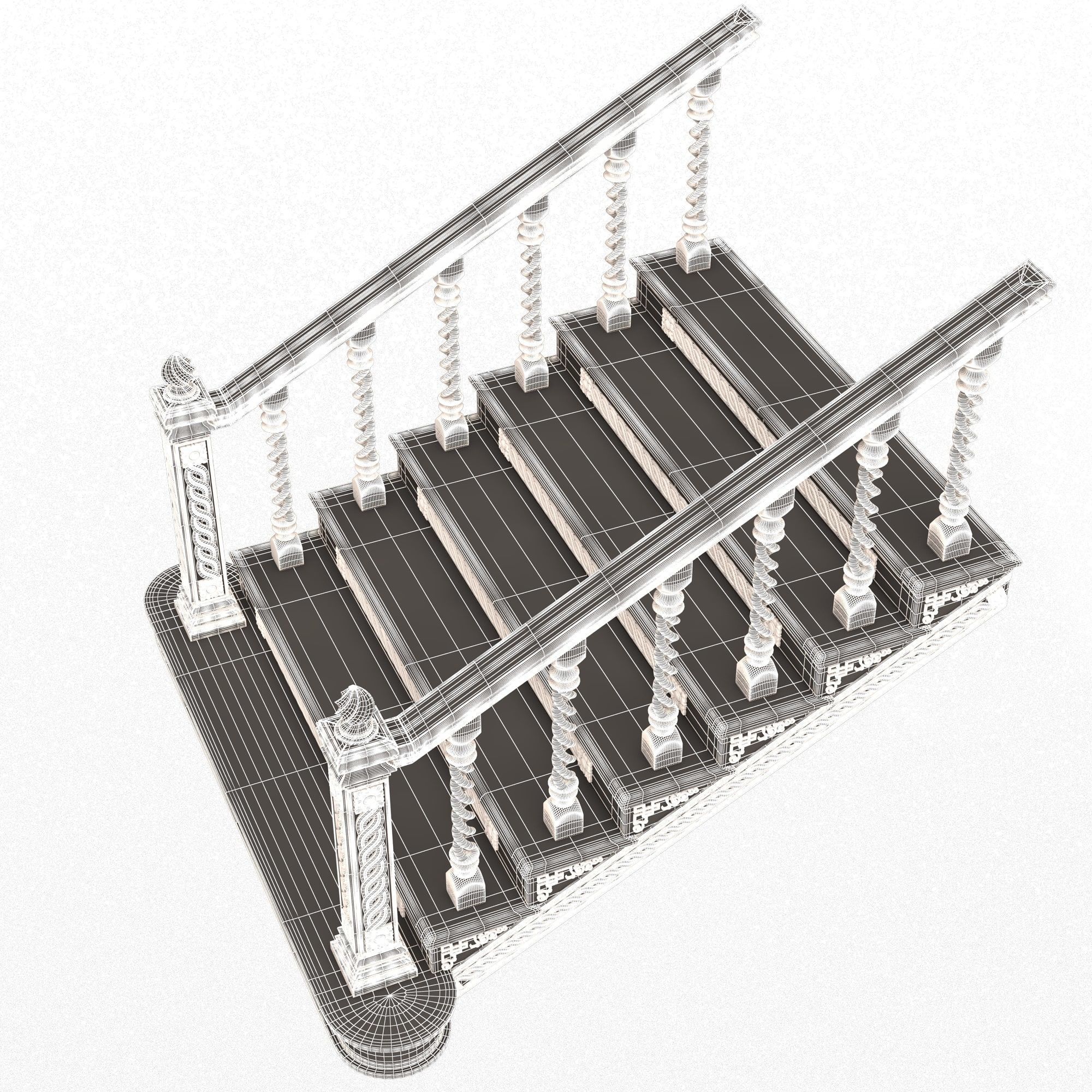 Carved Stair 06 Black Low-poly 3D model_10