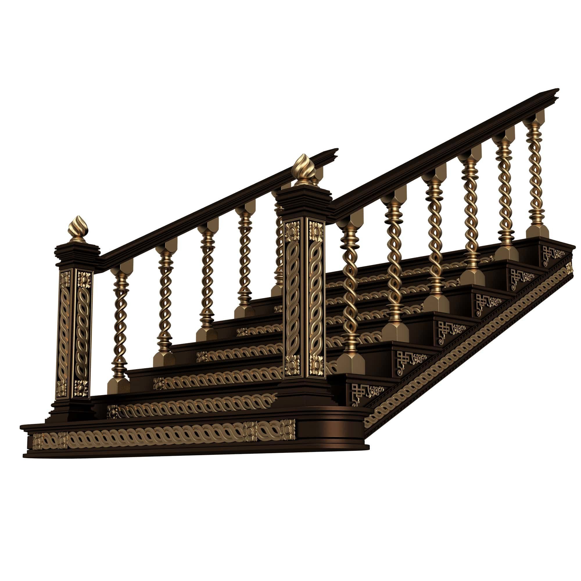 Carved Stair 06 Black Low-poly 3D model_1