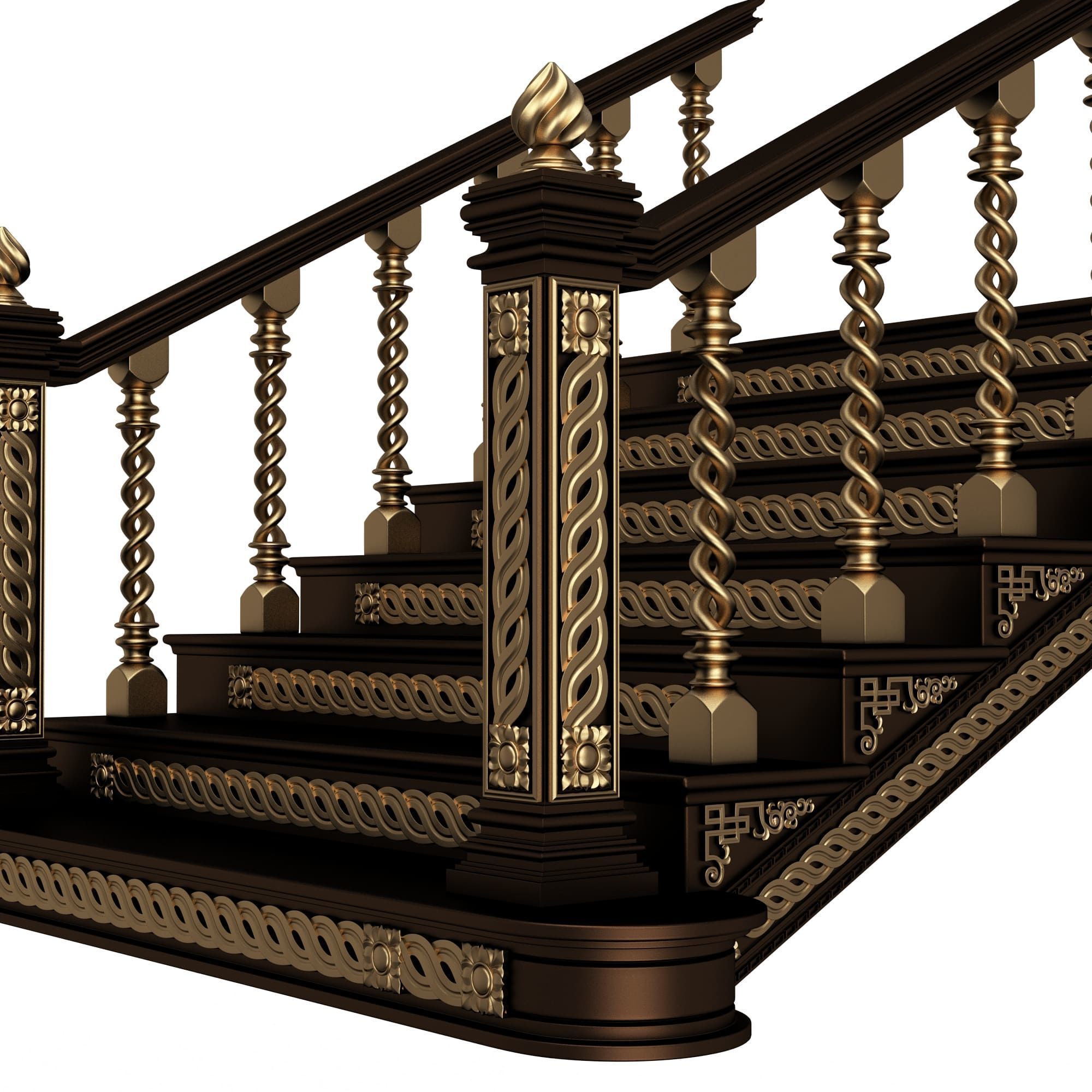 Carved Stair 06 Black Low-poly 3D model_2