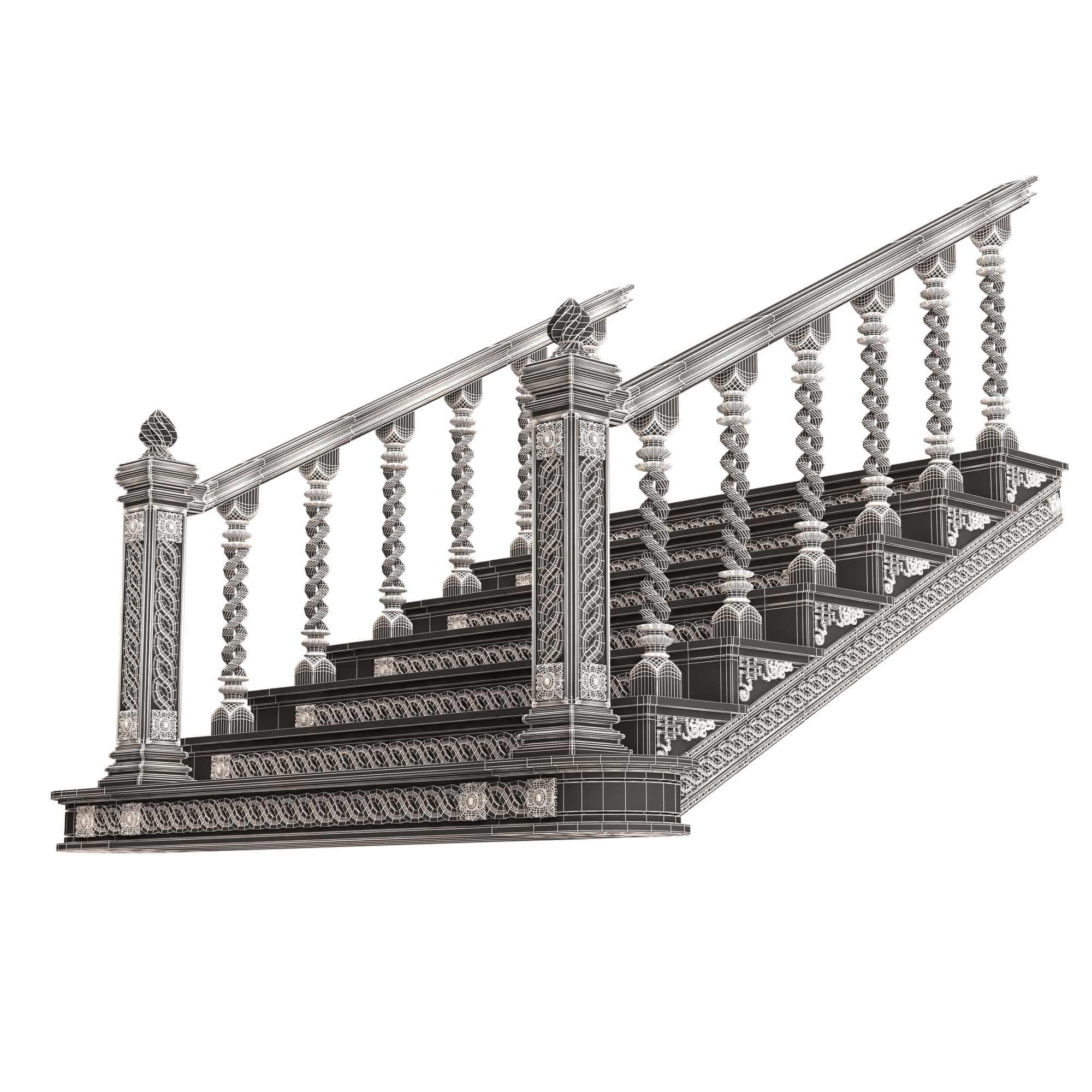 Carved Stair 06 Black Low-poly 3D model_13