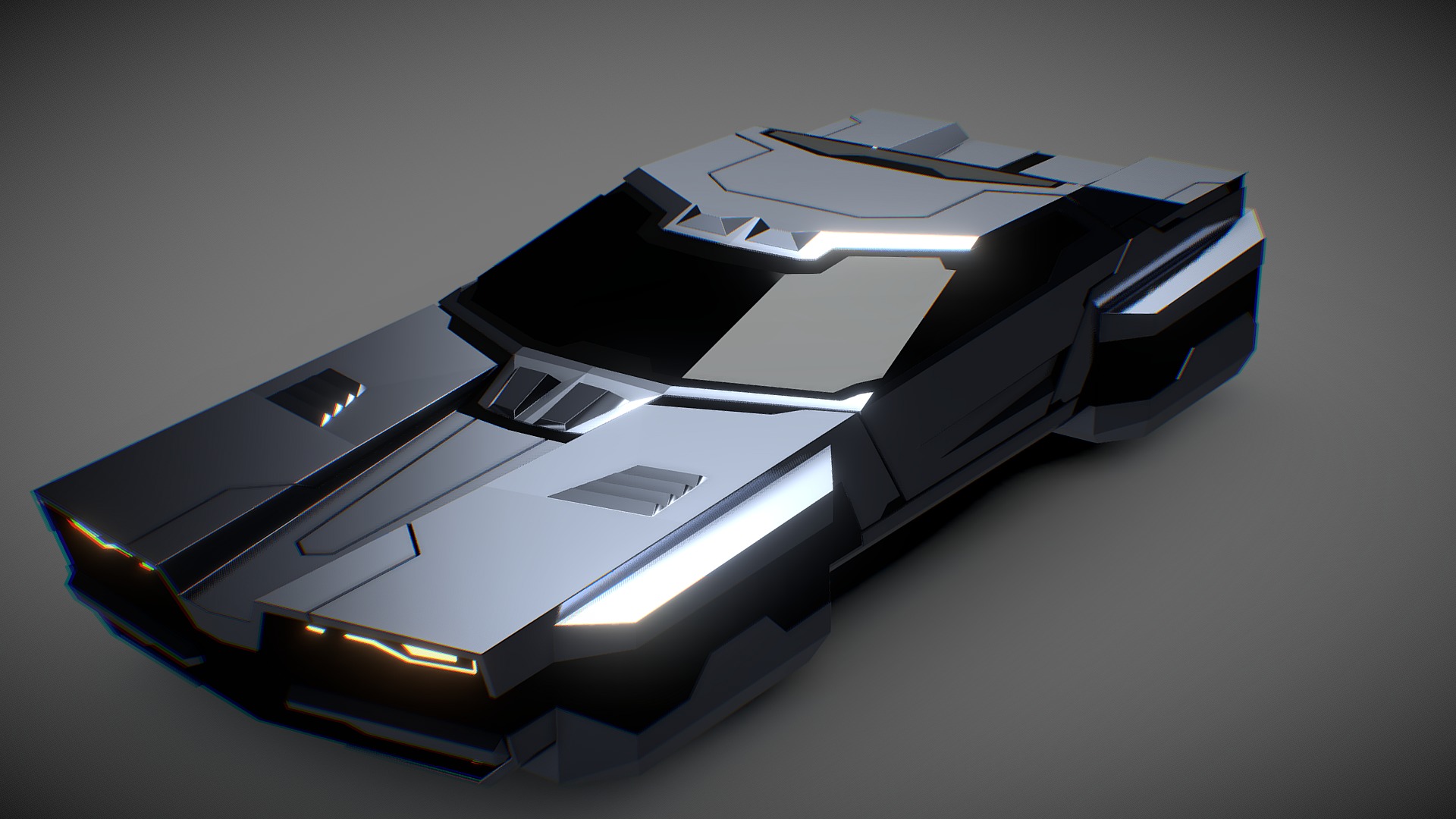 Futuristic Car Low-poly 3D model_1