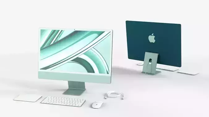 Apple IMac Green with Keyboard Mouse and Trackpad