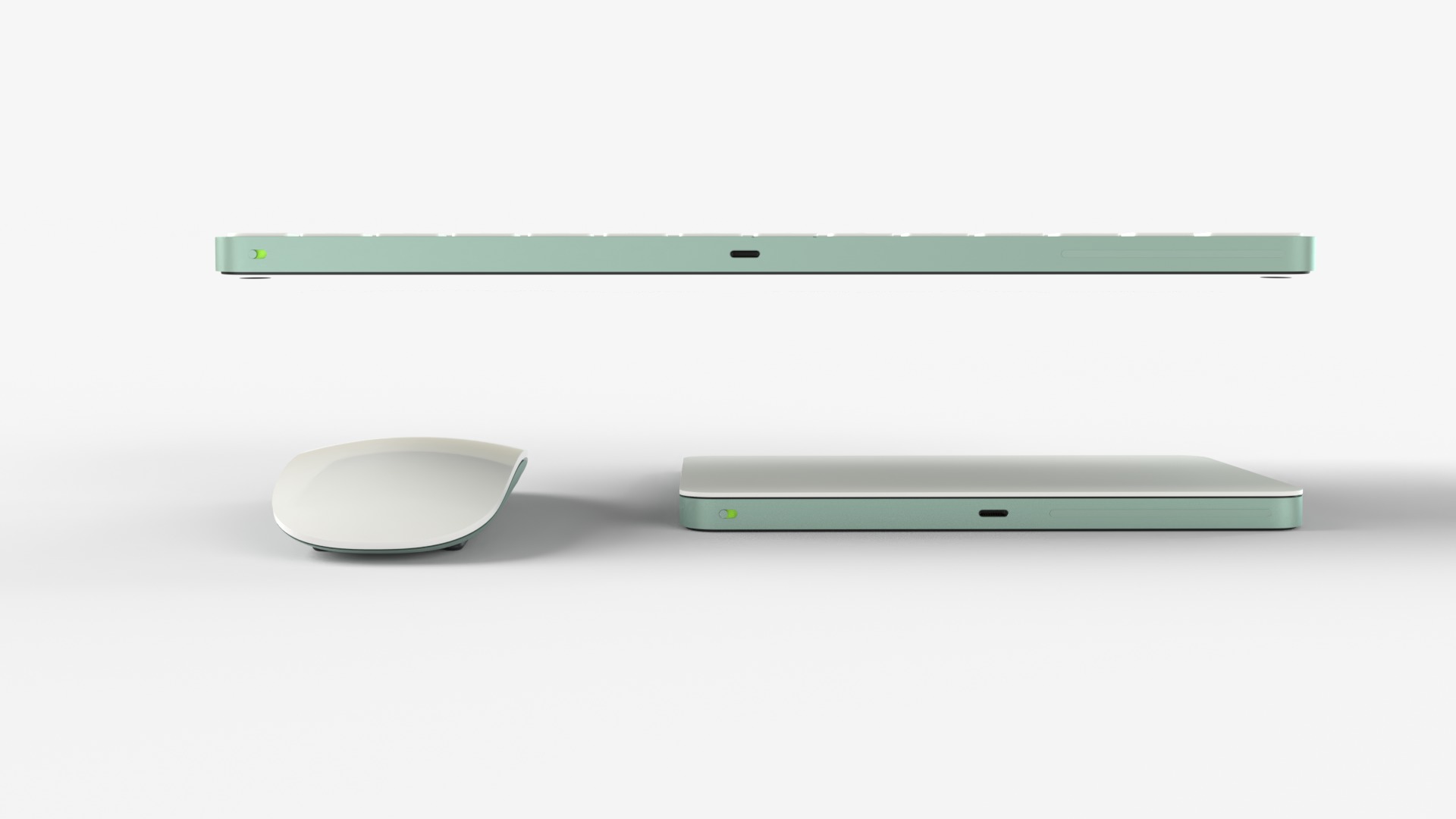 Apple IMac Green with Keyboard Mouse and Trackpad 3D model_9