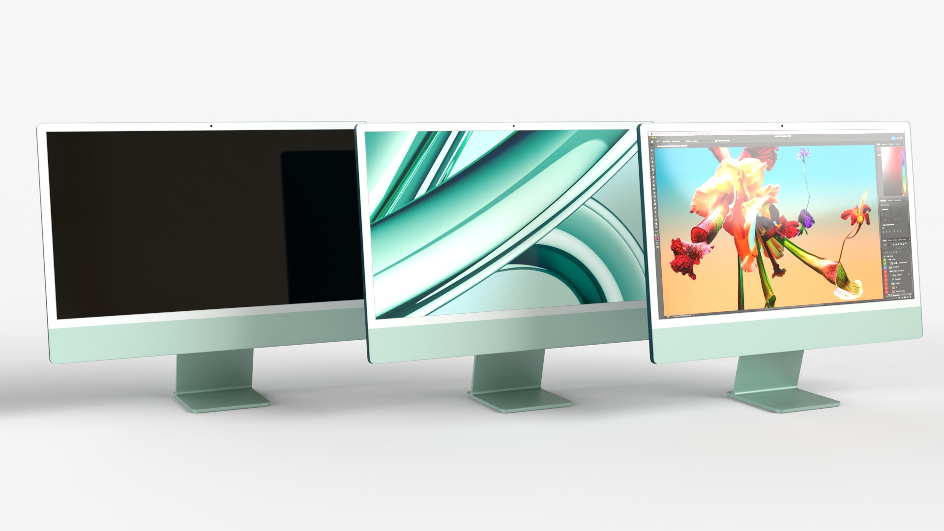 Apple IMac Green with Keyboard Mouse and Trackpad 3D model_4