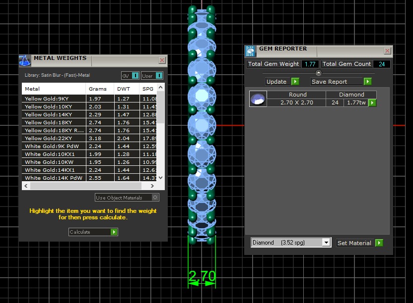 U Shaped Eternity Ring 2 point 7 mm stone size swiss 16 and EU56 3D print model_4