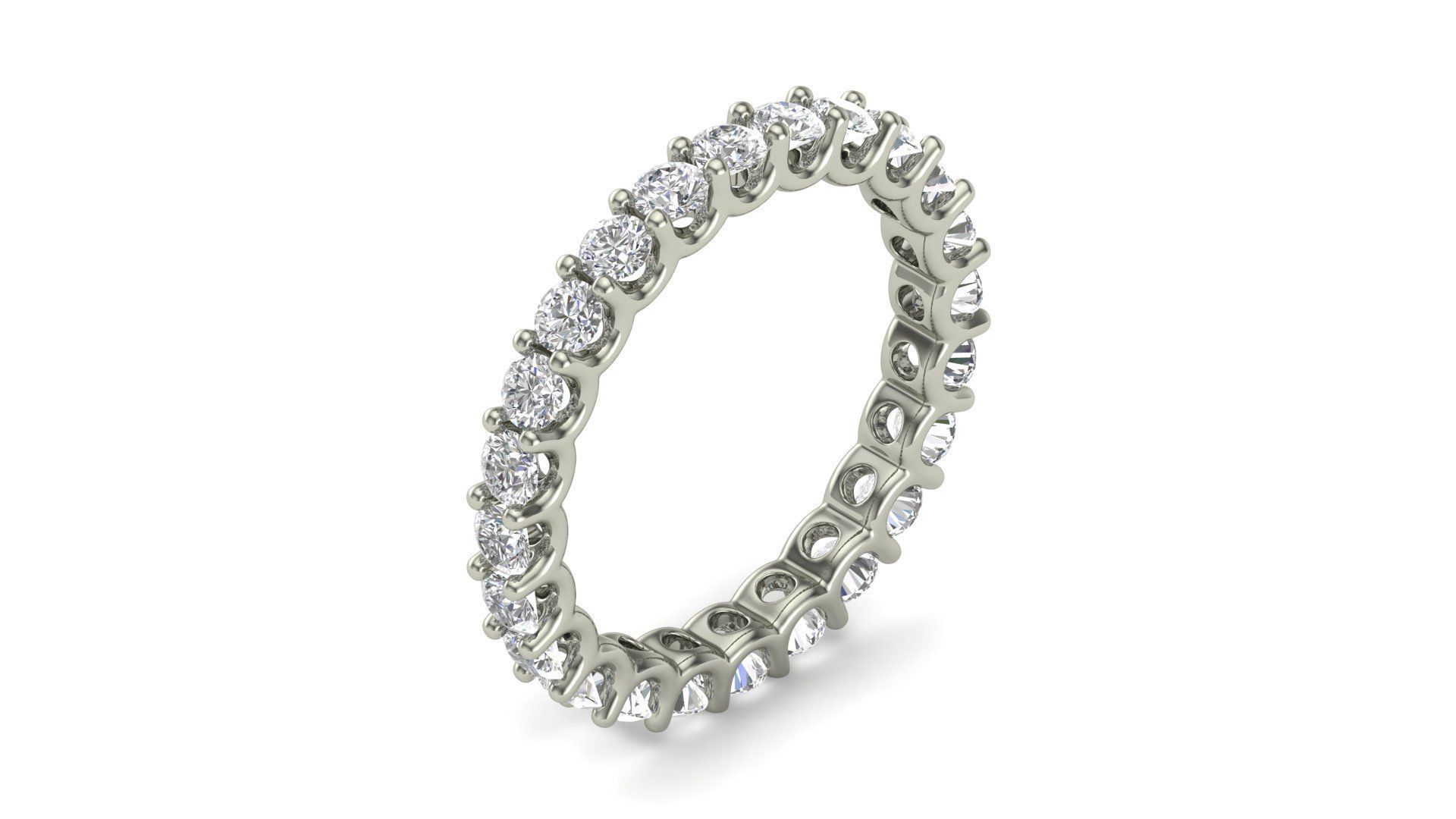 U Shaped Eternity Ring 2 point 7 mm stone size swiss 16 and EU56 3D print model_1