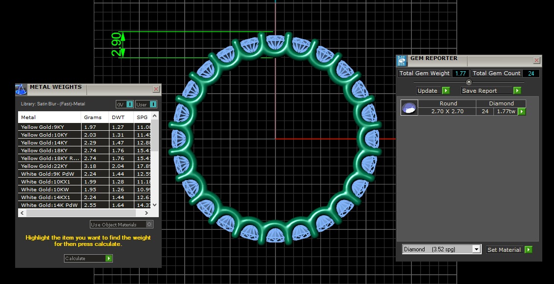 U Shaped Eternity Ring 2 point 7 mm stone size swiss 16 and EU56 3D print model_3