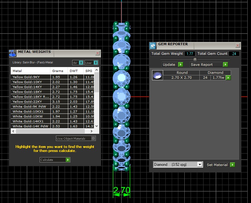 U Shaped Eternity Ring 2 point 7 mm stone size swiss 17 and EU57 3D print model_4