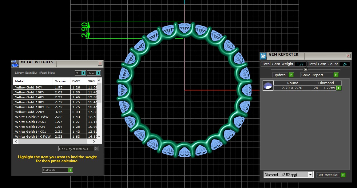 U Shaped Eternity Ring 2 point 7 mm stone size swiss 17 and EU57 3D print model_3