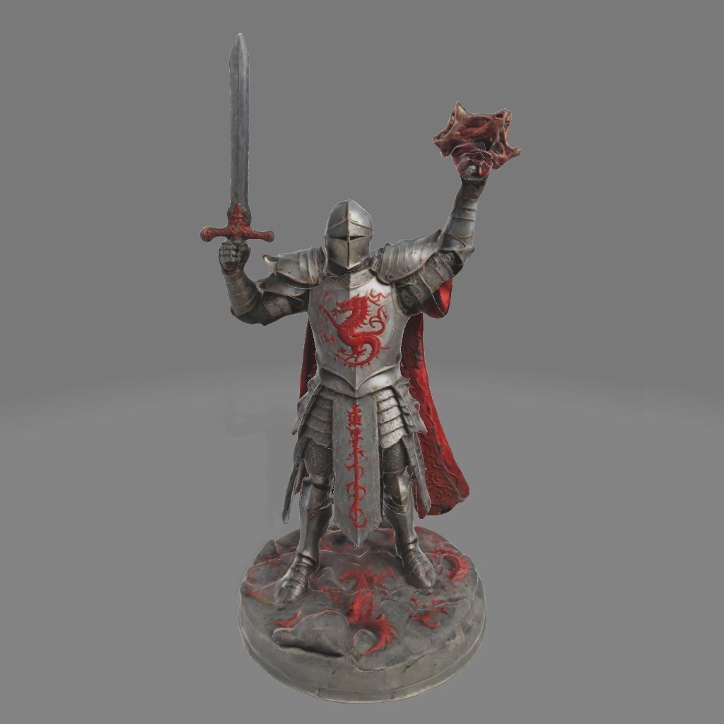 Warrior Knight in Victorious Pose 3D model_2