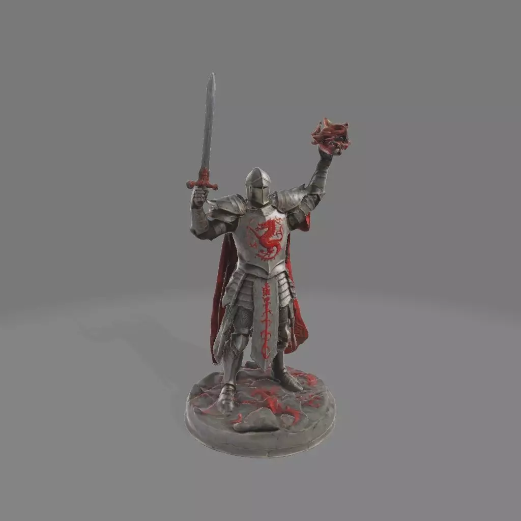 Warrior Knight in Victorious Pose 3D model_0