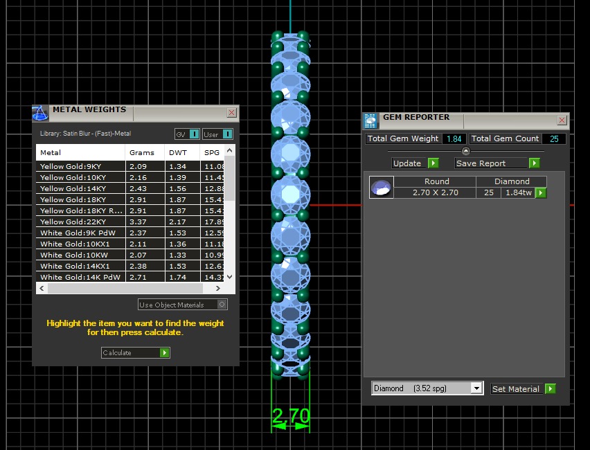 U Shaped Eternity Ring 2 point 7 mm stone size swiss 19 and EU59 3D print model_4