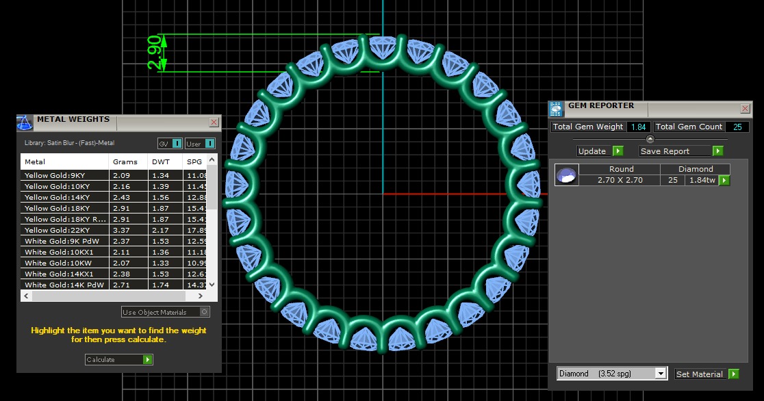 U Shaped Eternity Ring 2 point 7 mm stone size swiss 19 and EU59 3D print model_3