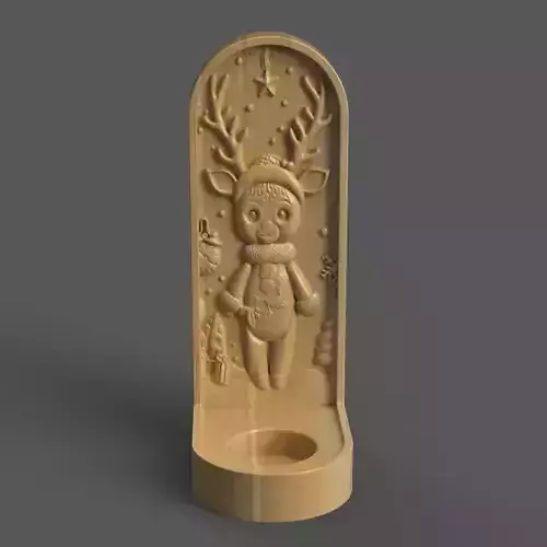 Deer Carved Candle Holder  3D Small Lamp for Elegant Decor