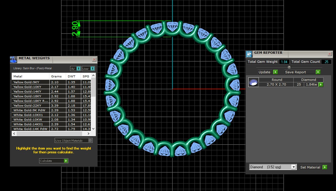U Shaped Eternity Ring 2 point 7 mm stone size swiss 20 and EU60 3D print model_3