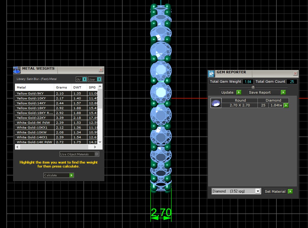 U Shaped Eternity Ring 2 point 7 mm stone size swiss 20 and EU60 3D print model_4