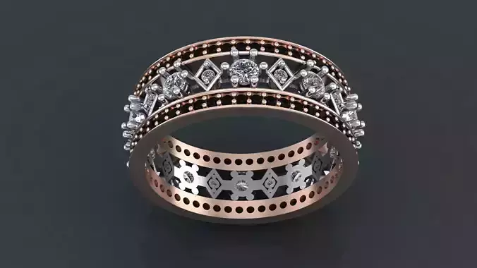 Edwardian style ring with  gems  for CNC or