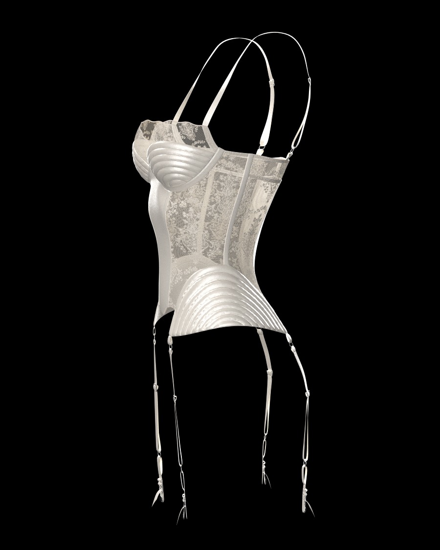 Women Silk Lingerie Corset 3D model_1