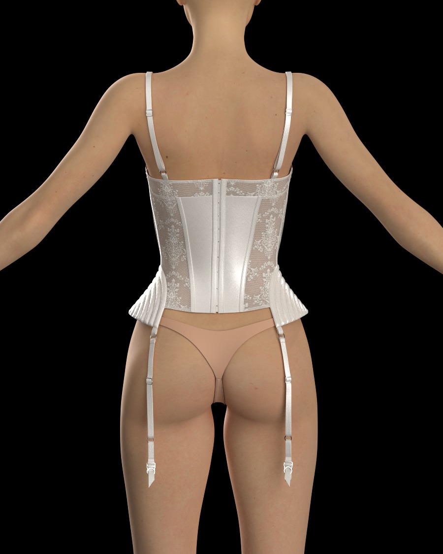 Women Silk Lingerie Corset 3D model_7