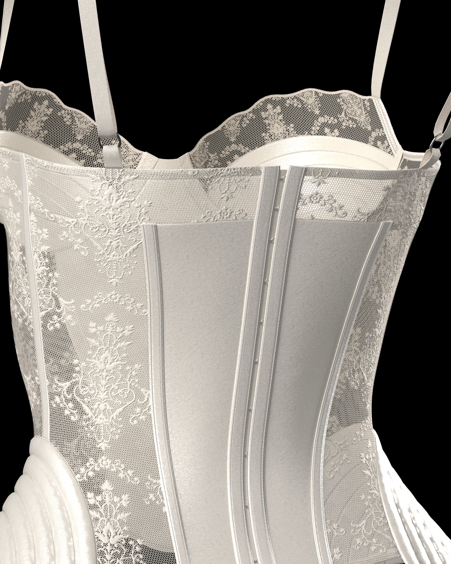 Women Silk Lingerie Corset 3D model_2