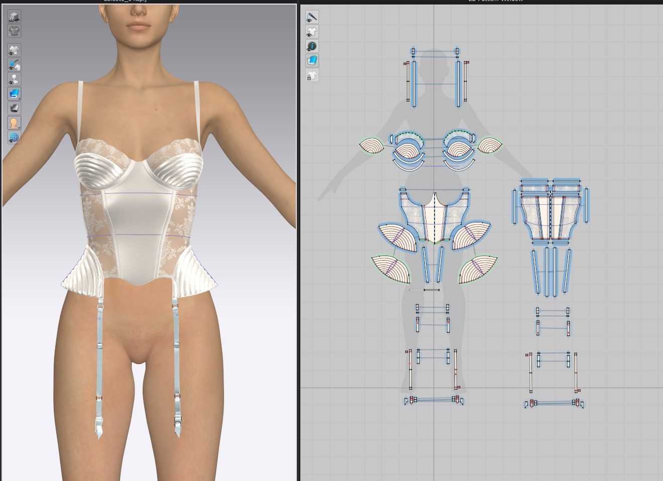 Women Silk Lingerie Corset 3D model_4