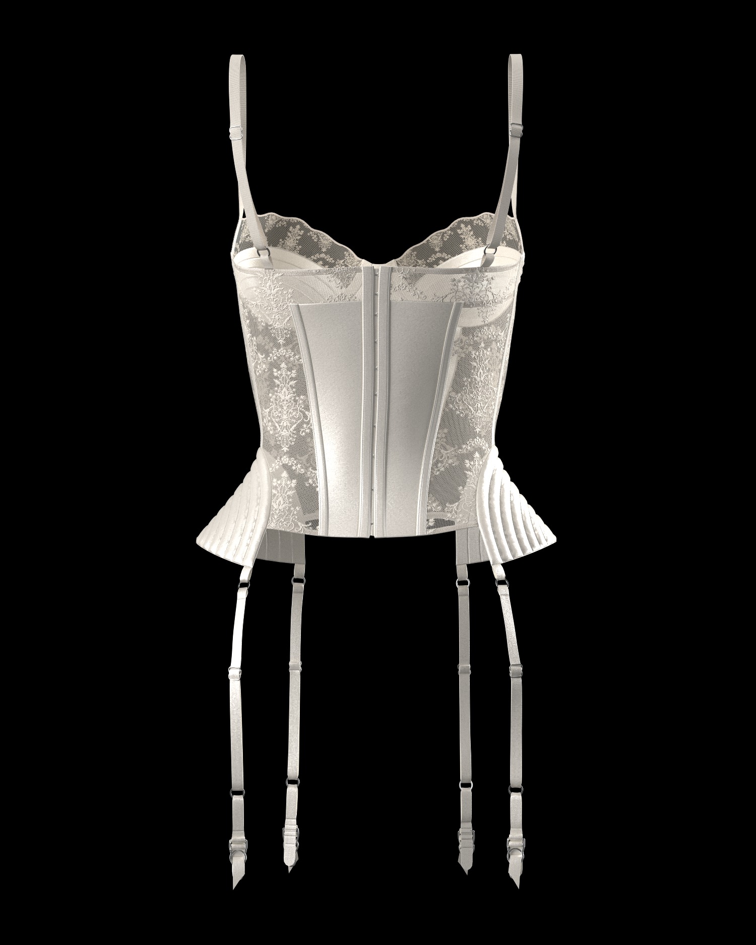 Women Silk Lingerie Corset 3D model_3