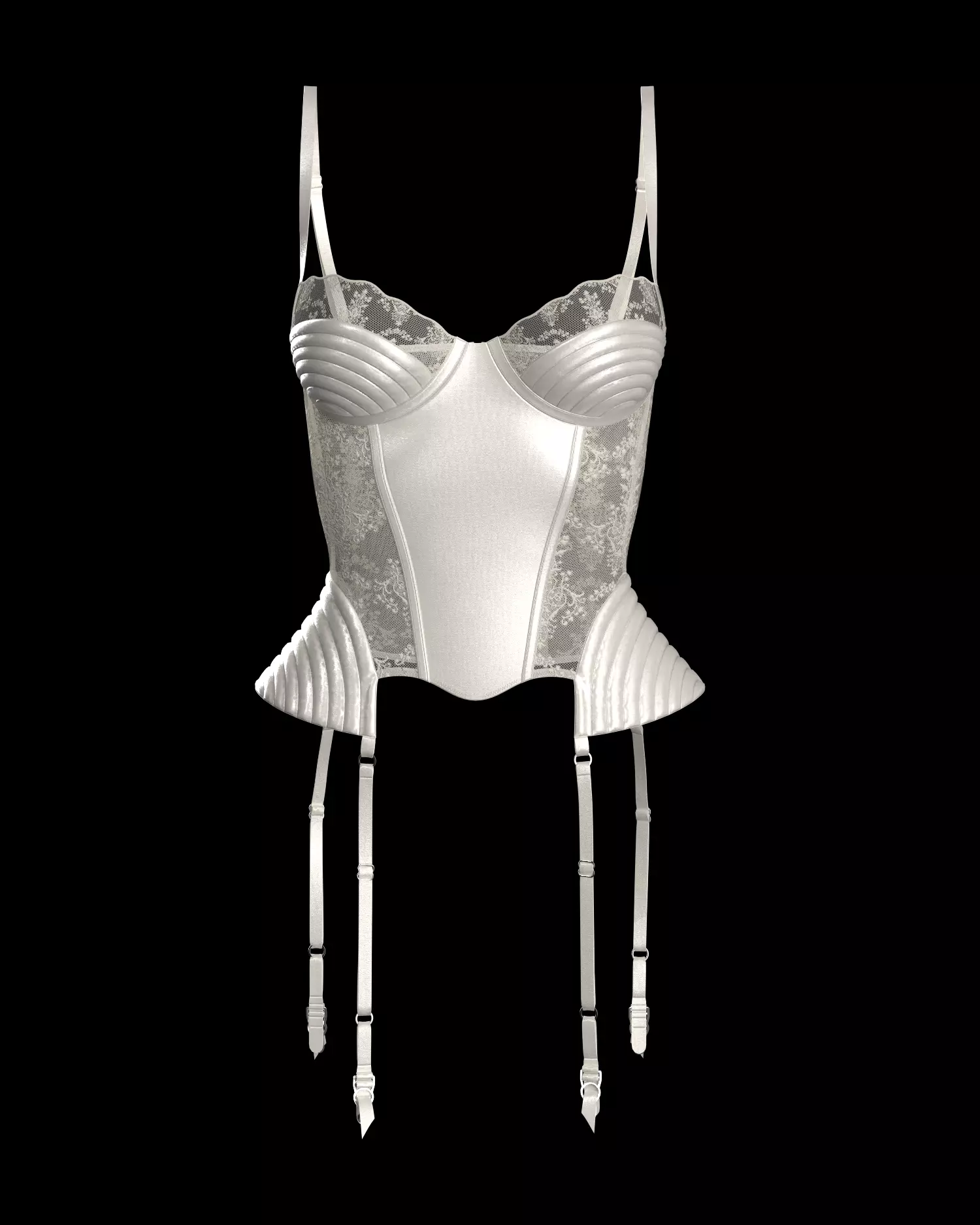 Women Silk Lingerie Corset 3D model_0